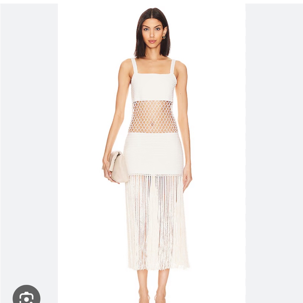 My beachy side revolve crochet midi dress in ivory